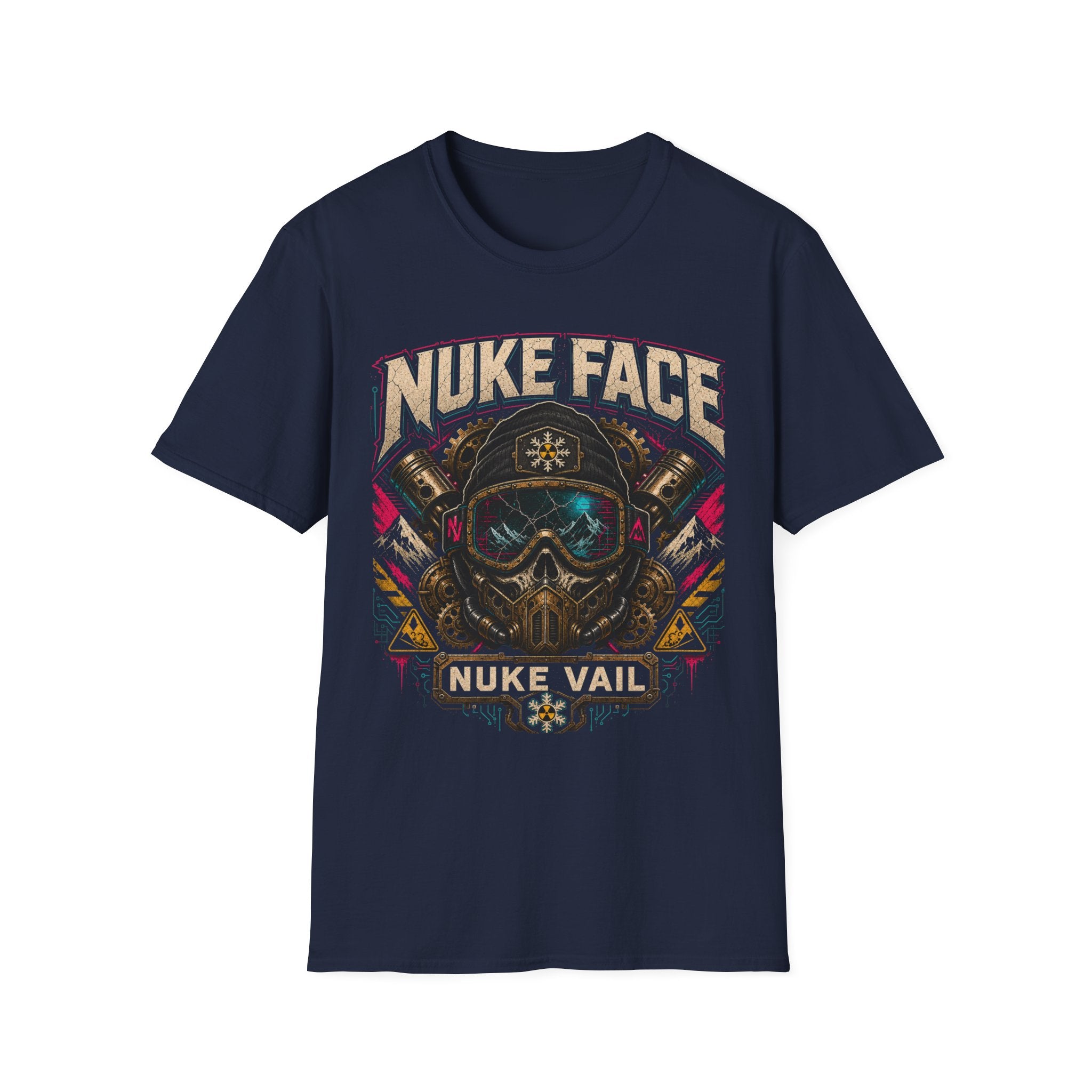 Nuke Face Graphic T-Shirt — Retro Gas Mask Skull Tee
