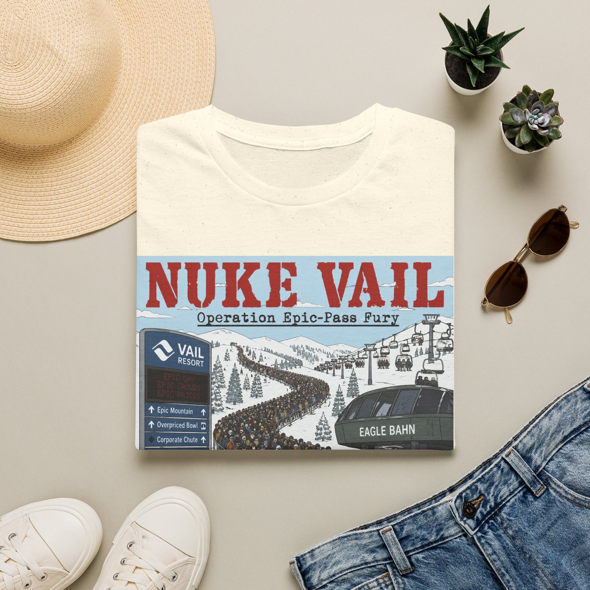 Nuke Vail Ski T-Shirt — 'Nuke Vail: Operation Epic-Fass Fury' Vintage Ski Resort Tee
