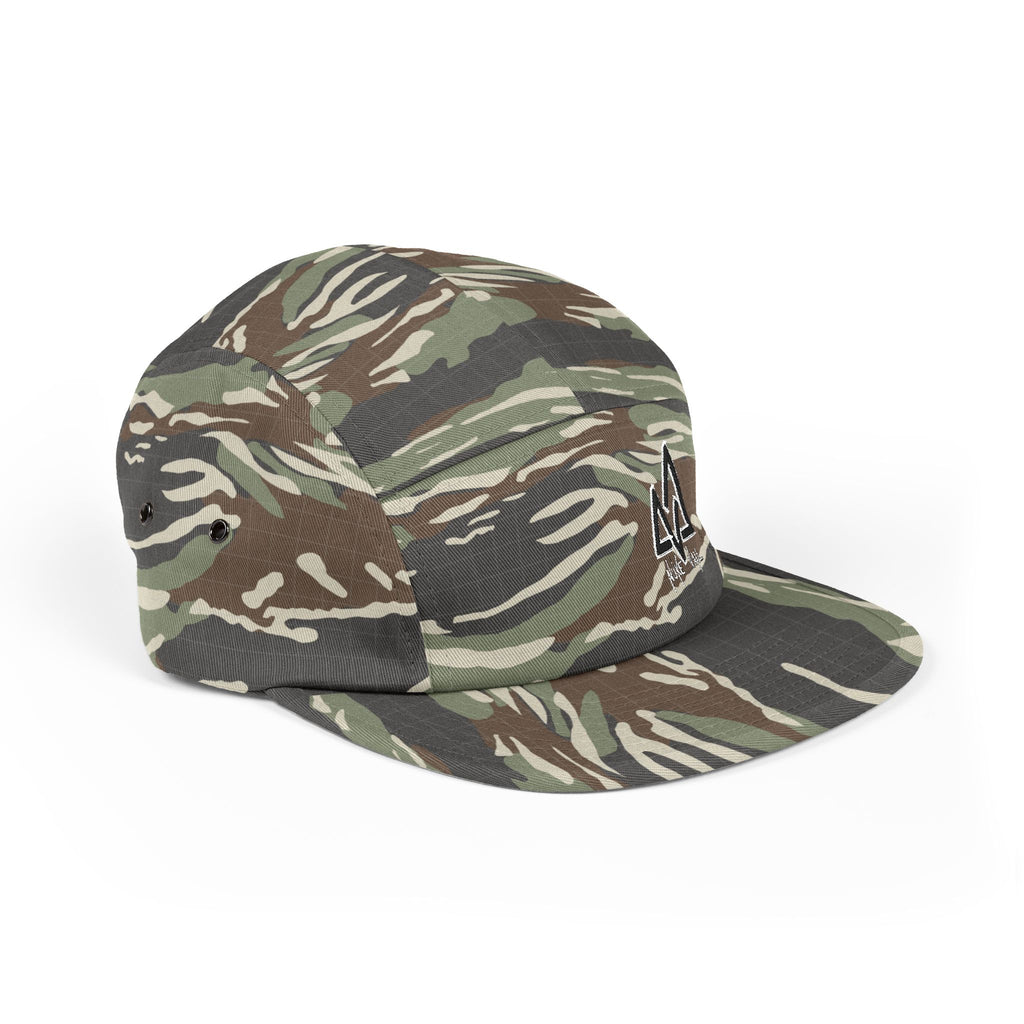 Embroidered Mountain Logo 5-Panel Cap — Beige Outdoor Hat