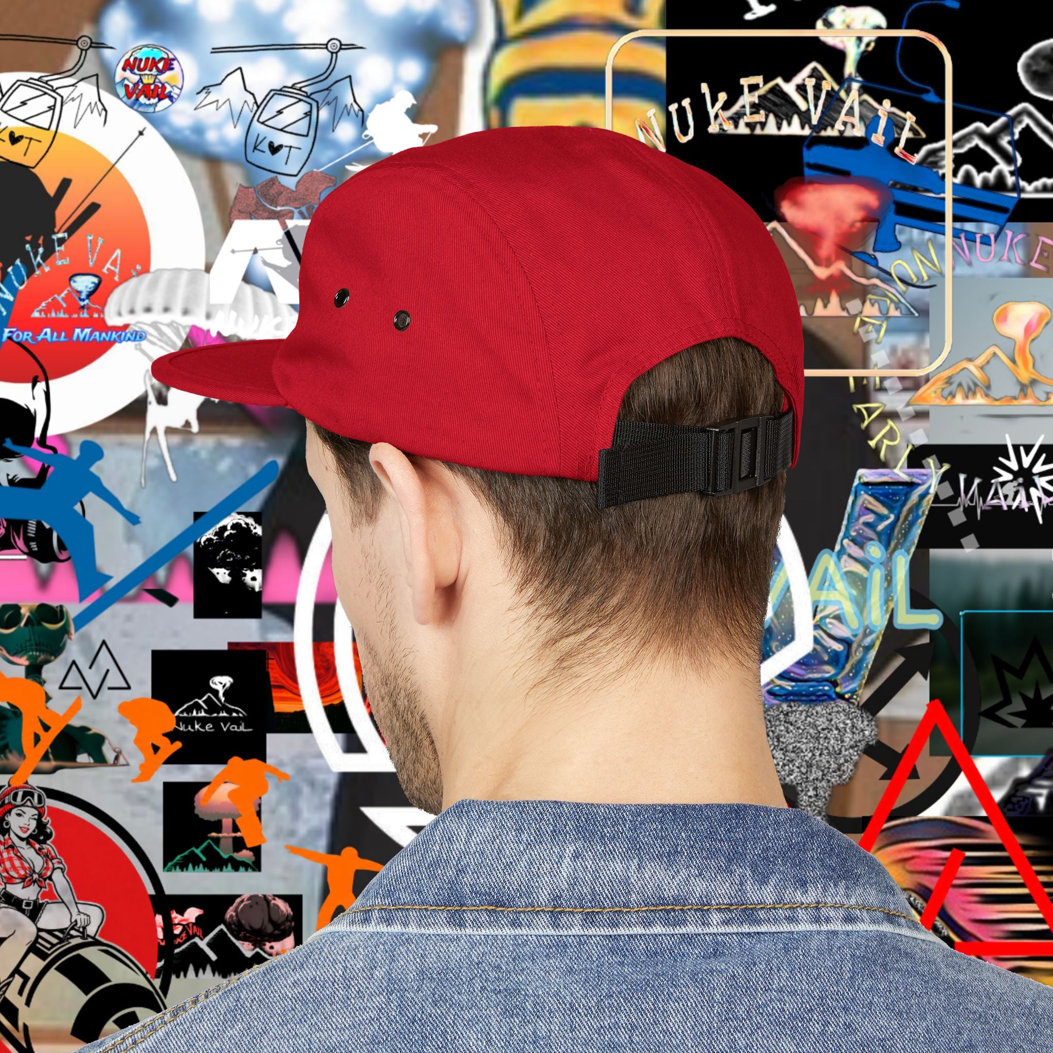 Embroidered Mountain NUKE VAIL 5 PANEL HAT