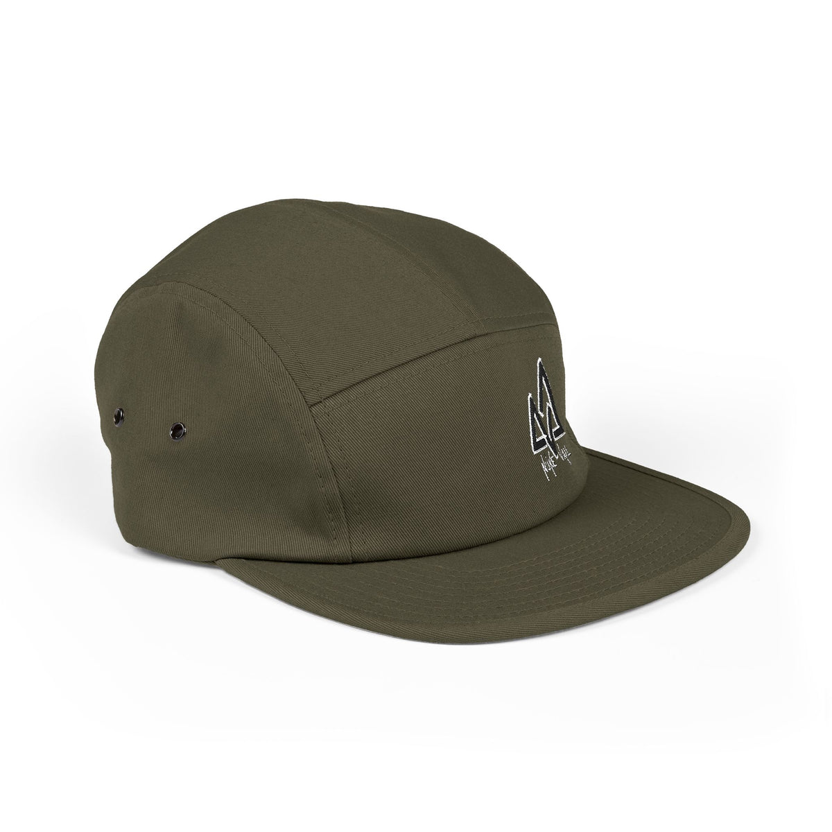 Embroidered Mountain Logo 5-Panel Cap — Beige Outdoor Hat