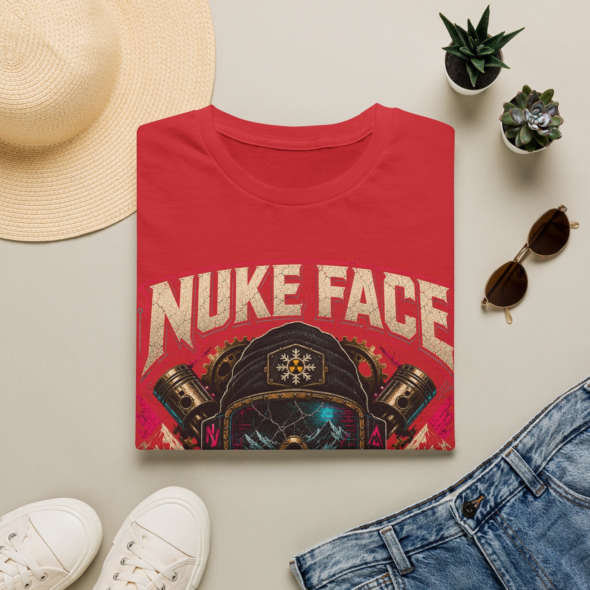 Nuke Face Graphic T-Shirt — Retro Gas Mask Skull Tee