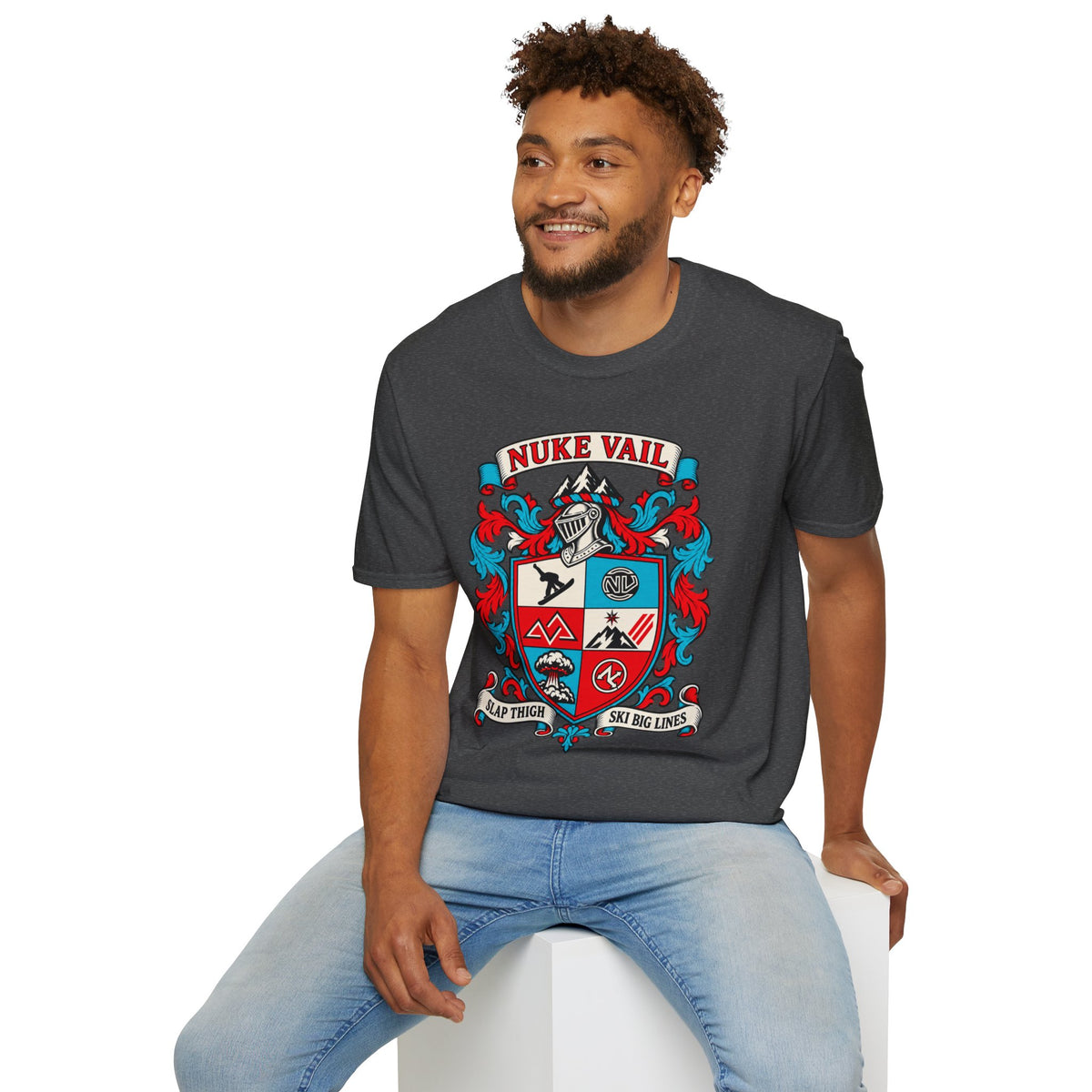 Nuke Vail Crest T-Shirt — Ski & Snowboard Retro Coat of Arms Tee