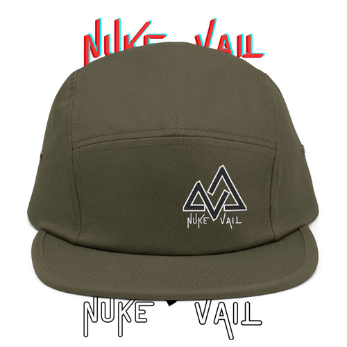 Embroidered Mountain Logo 5-Panel Cap — Beige Outdoor Hat
