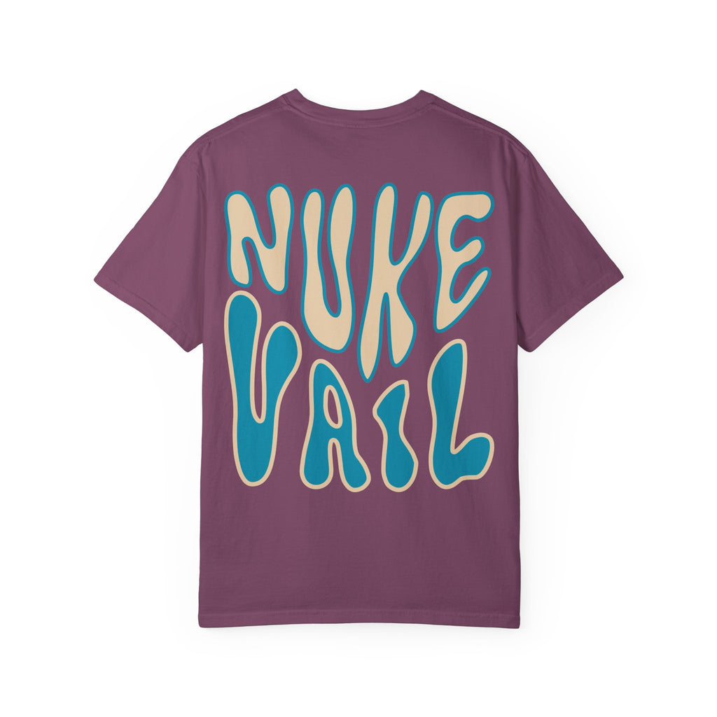 T-Shirt — Retro 'Nuke Vail' Graphic Tee with Mushroom Patch