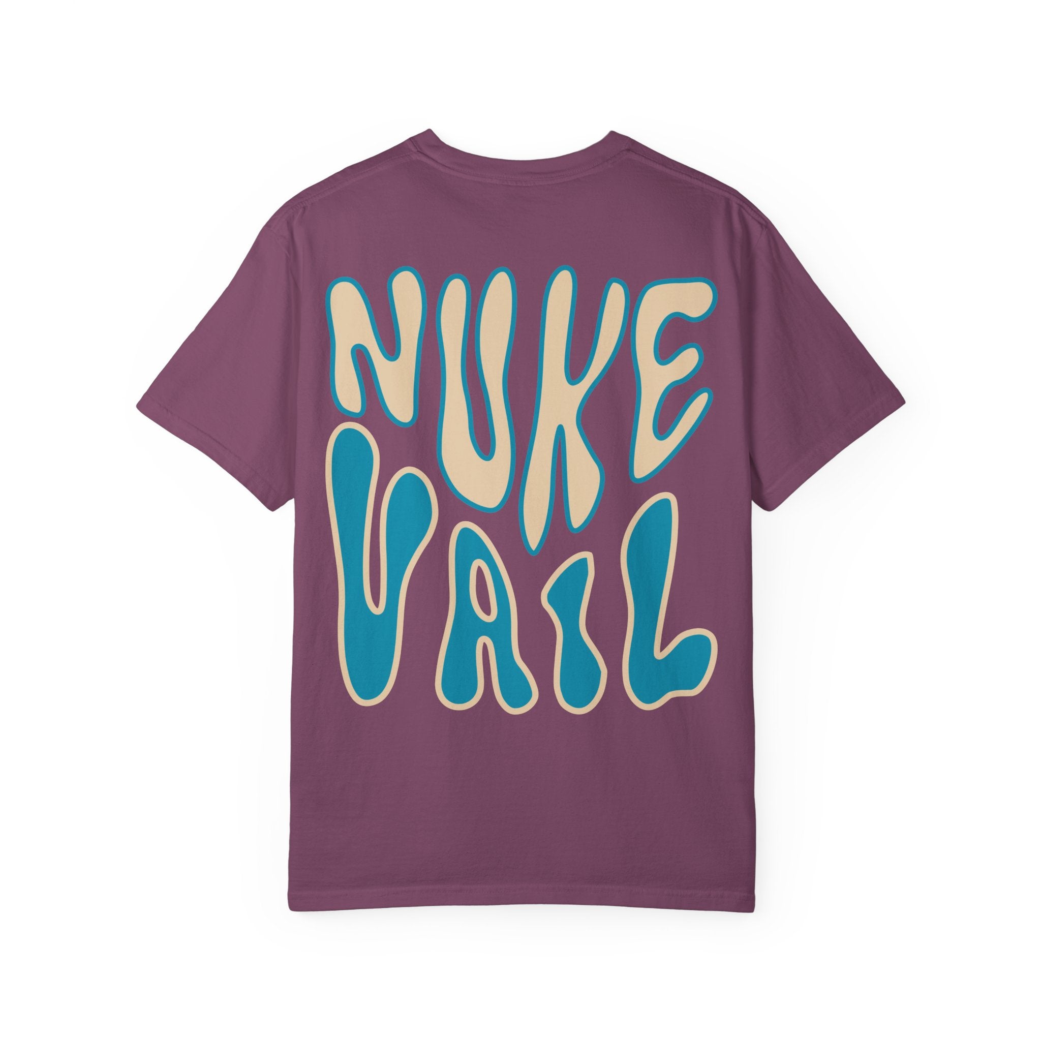 T-Shirt — Retro 'Nuke Vail' Graphic Tee with Mushroom Patch