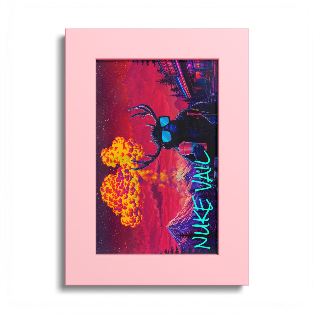 Retro Vaporwave Poster — 'Nuke Vault' Framed Art Print