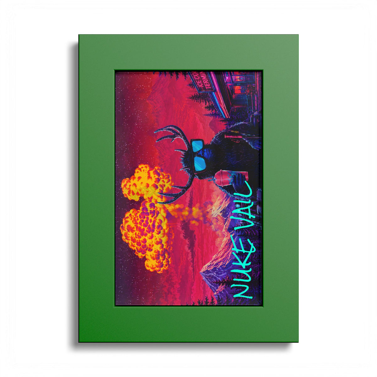 Retro Vaporwave Poster — 'Nuke Vault' Framed Art Print