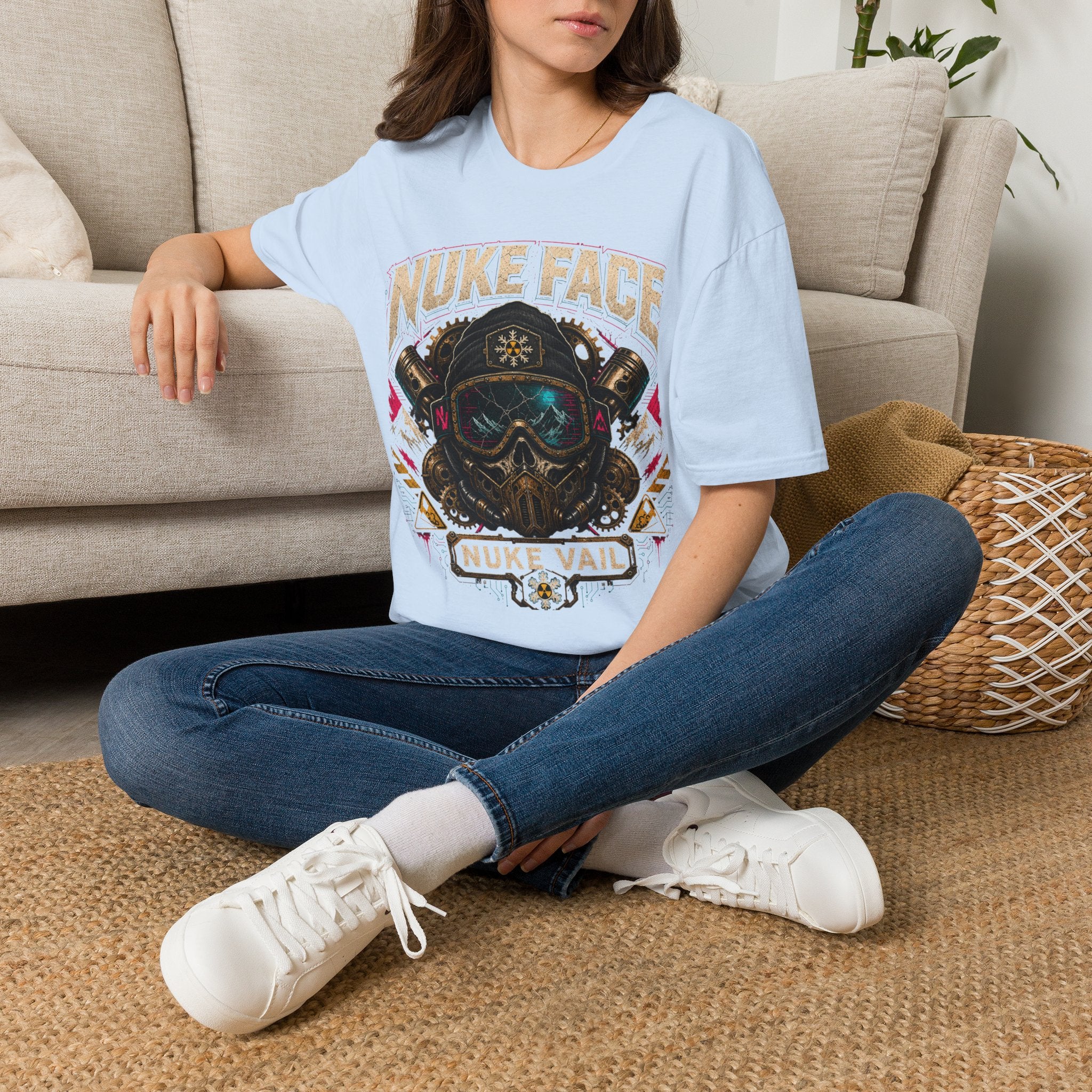 Nuke Face Graphic T-Shirt — Retro Gas Mask Skull Tee