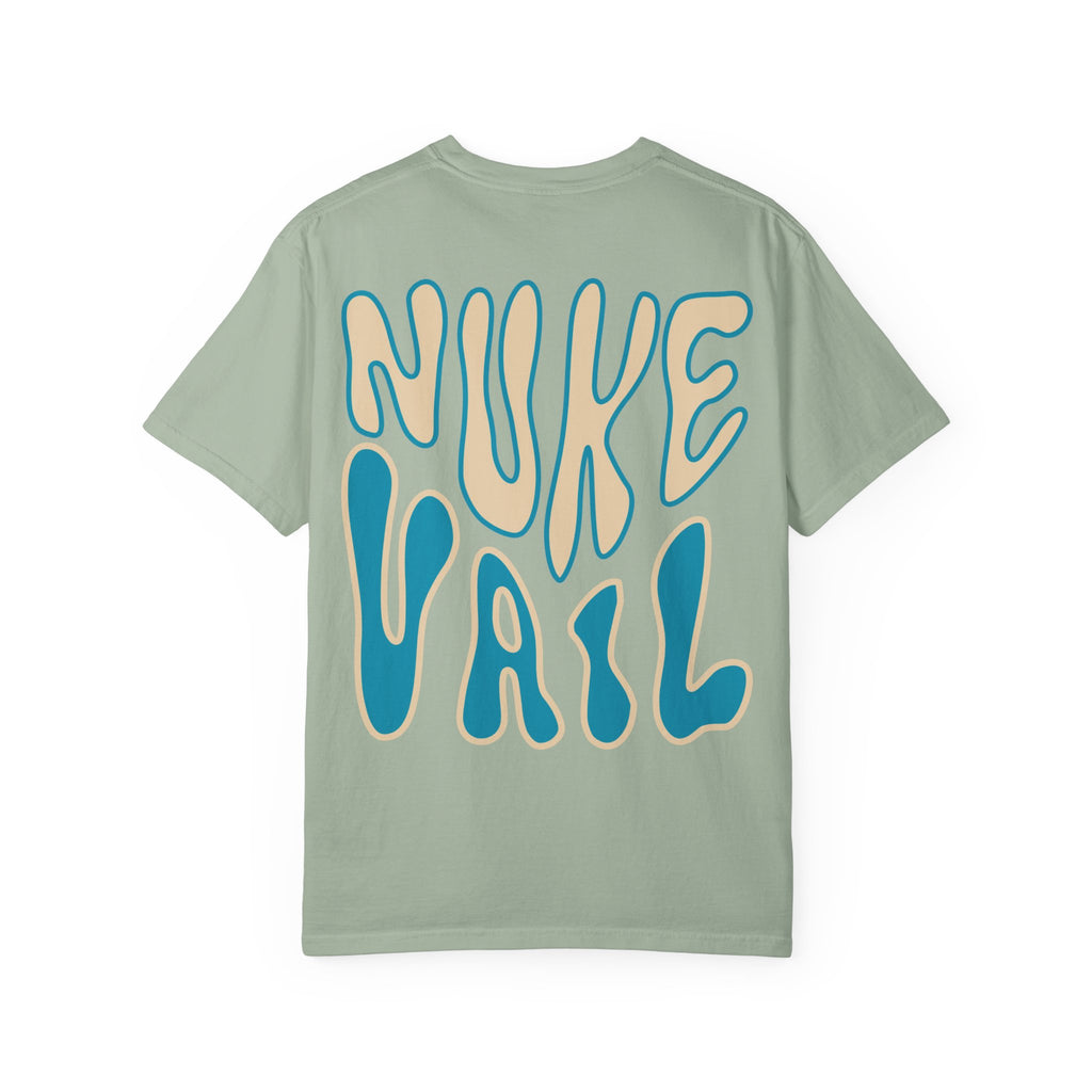 T-Shirt — Retro 'Nuke Vail' Graphic Tee with Mushroom Patch