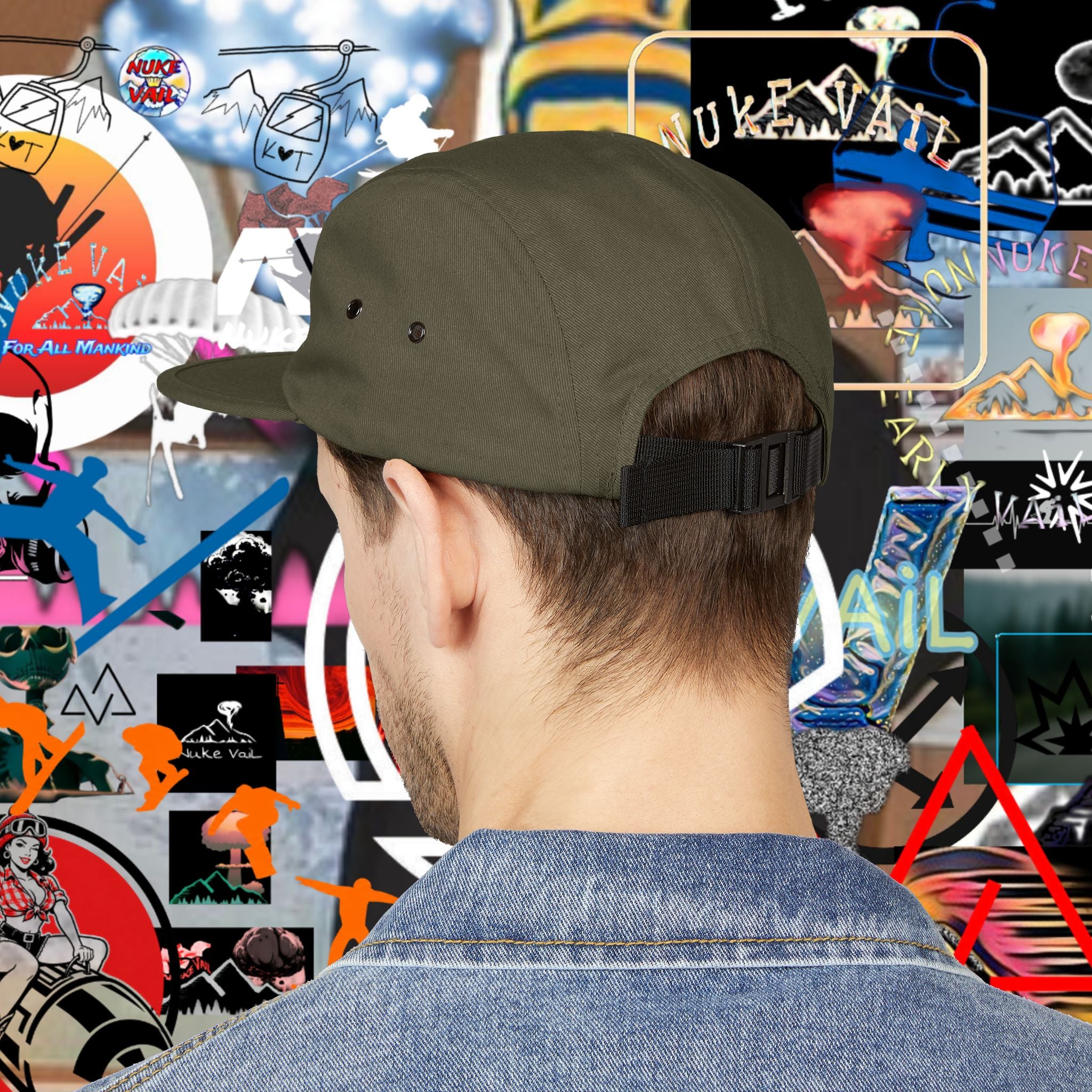 Embroidered Mountain NUKE VAIL 5 PANEL HAT