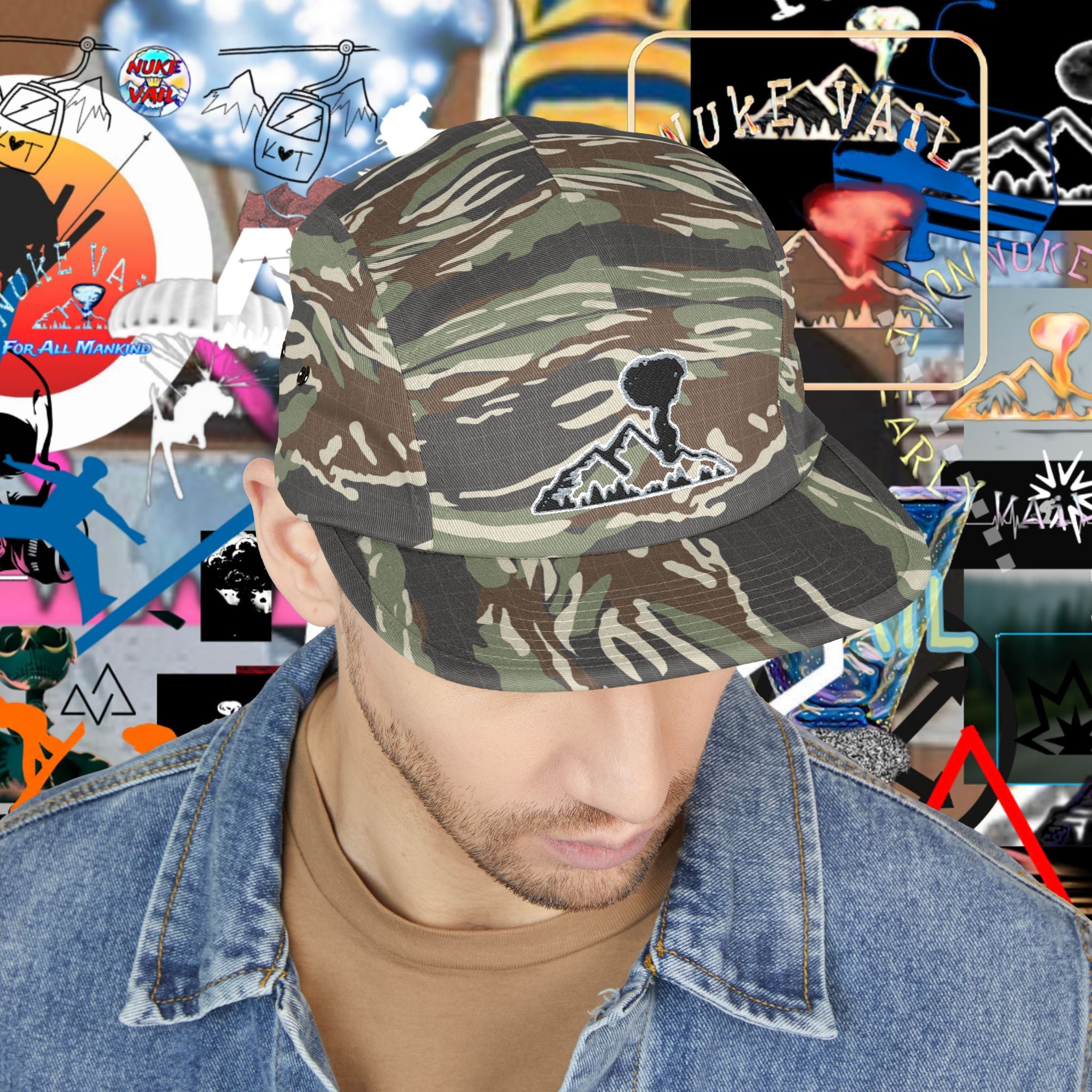 Embroidered Mountain NUKE VAIL 5 PANEL HAT