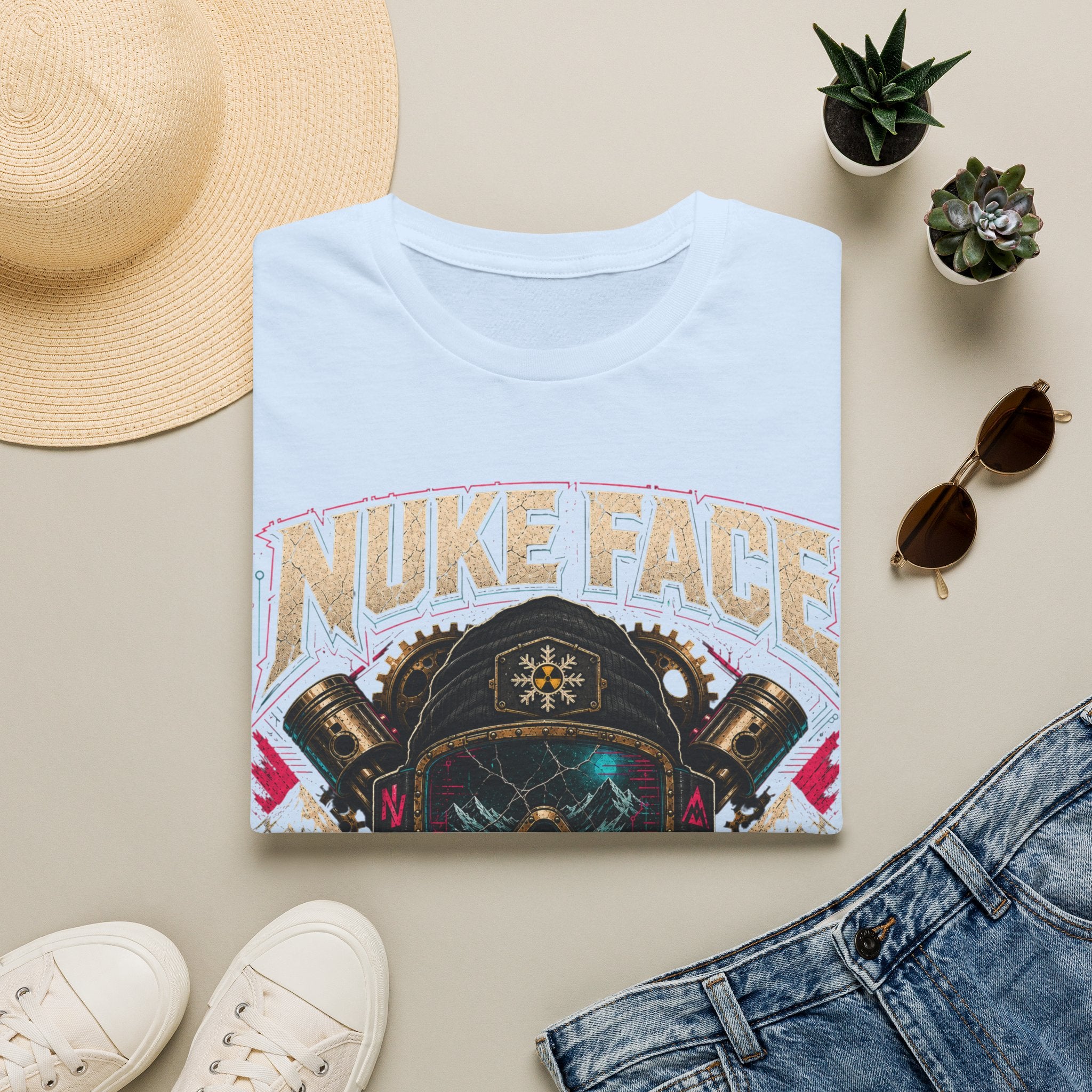 Nuke Face Graphic T-Shirt — Retro Gas Mask Skull Tee