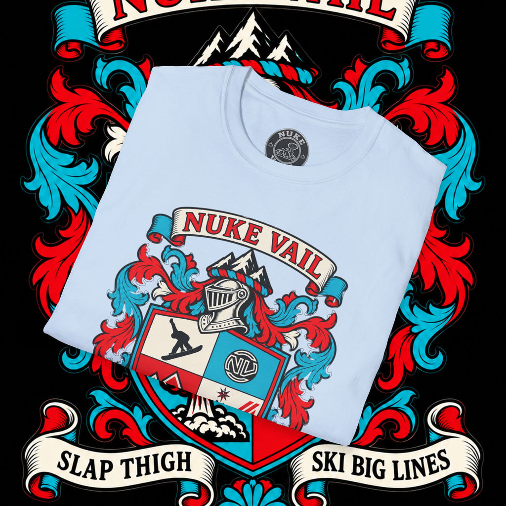 Nuke Vail Crest T-Shirt — Ski & Snowboard Retro Coat of Arms Tee