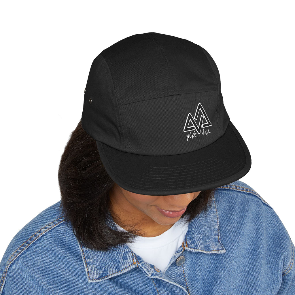 Embroidered Mountain Logo 5-Panel Cap — Beige Outdoor Hat