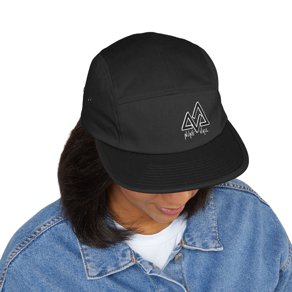 Embroidered Mountain Logo 5-Panel Cap — Beige Outdoor Hat