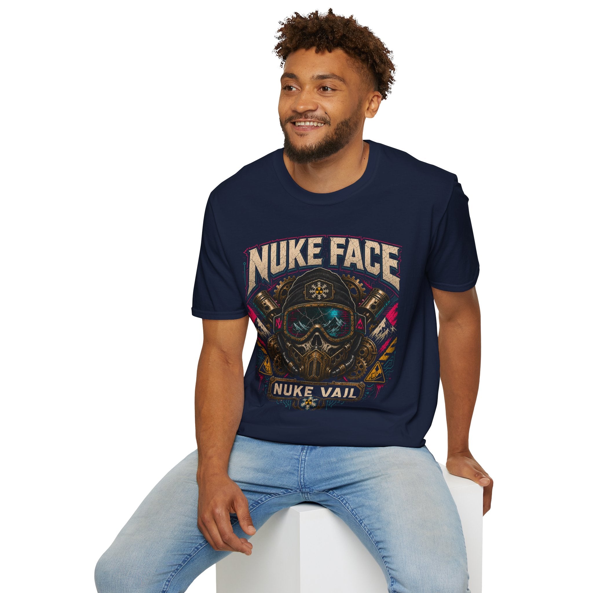 Nuke Face Graphic T-Shirt — Retro Gas Mask Skull Tee