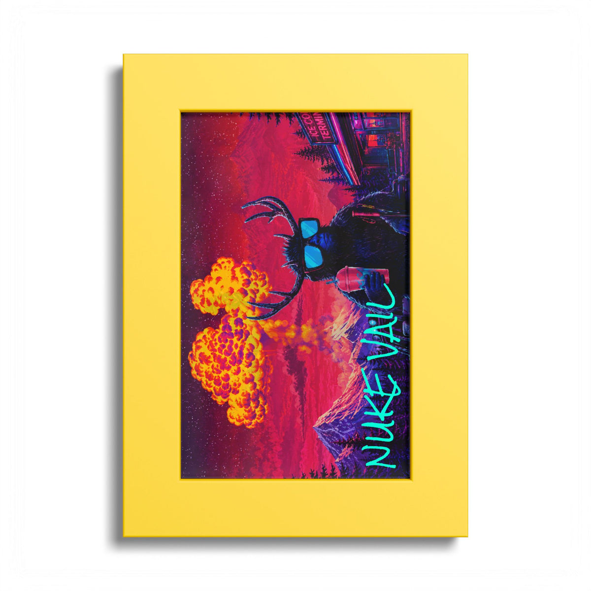 Retro Vaporwave Poster — 'Nuke Vault' Framed Art Print