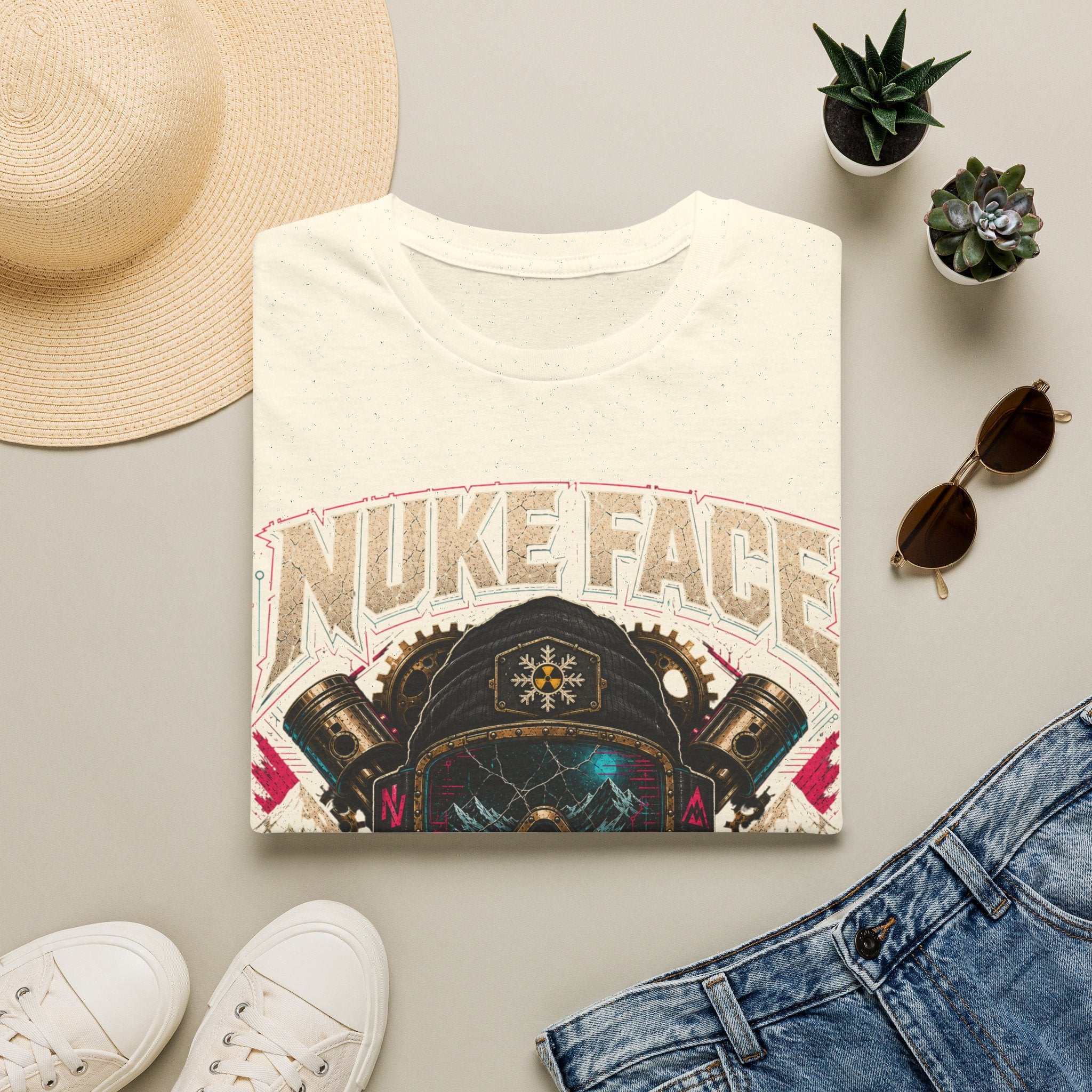 Nuke Face Graphic T-Shirt — Retro Gas Mask Skull Tee