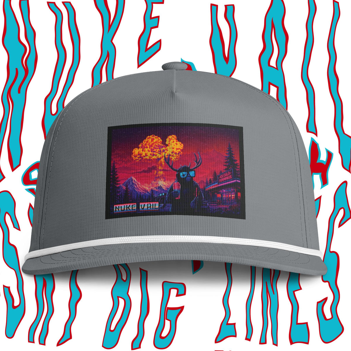 Nuke Vail Rope Cap - Retro Nuclear Sunset Trucker Hat