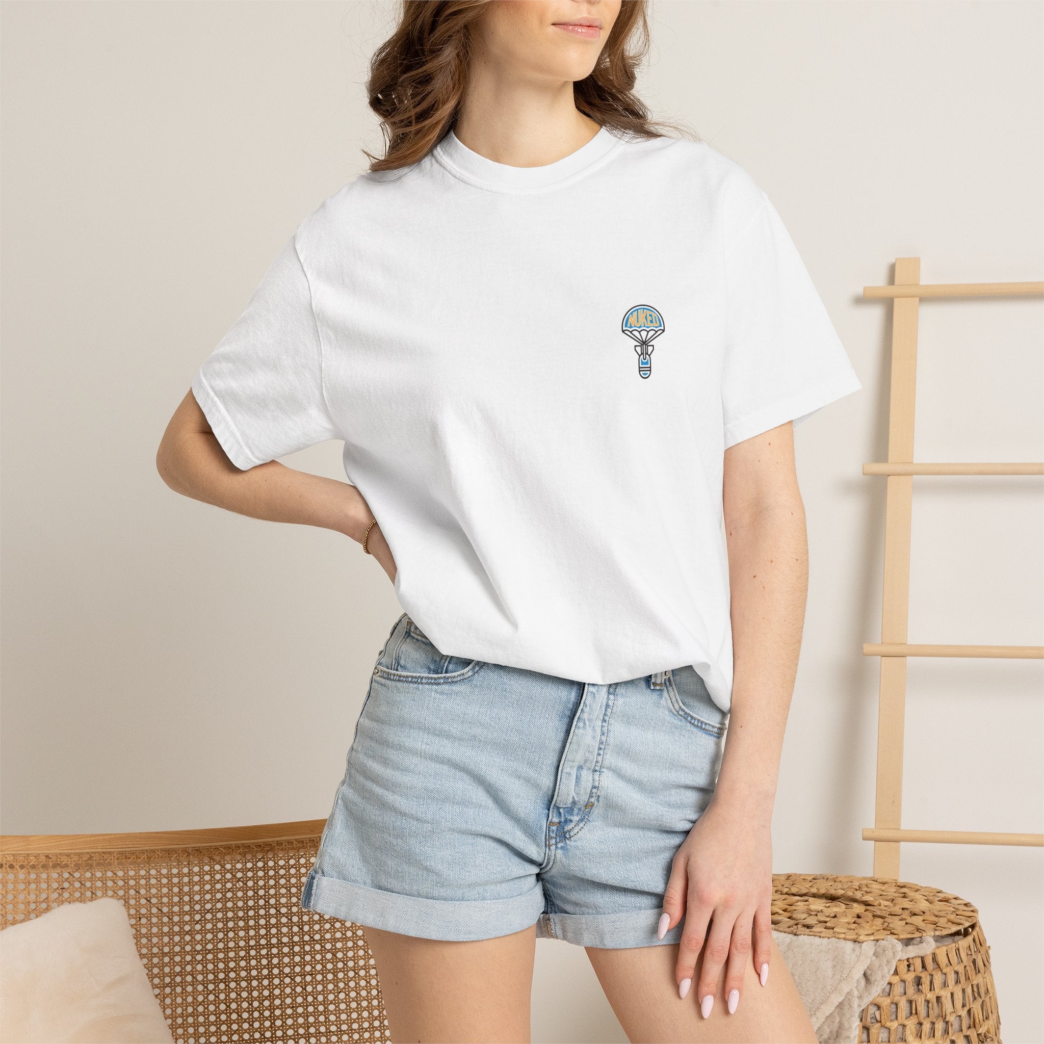 T-Shirt — Retro 'Nuke Vail' Graphic Tee with Mushroom Patch