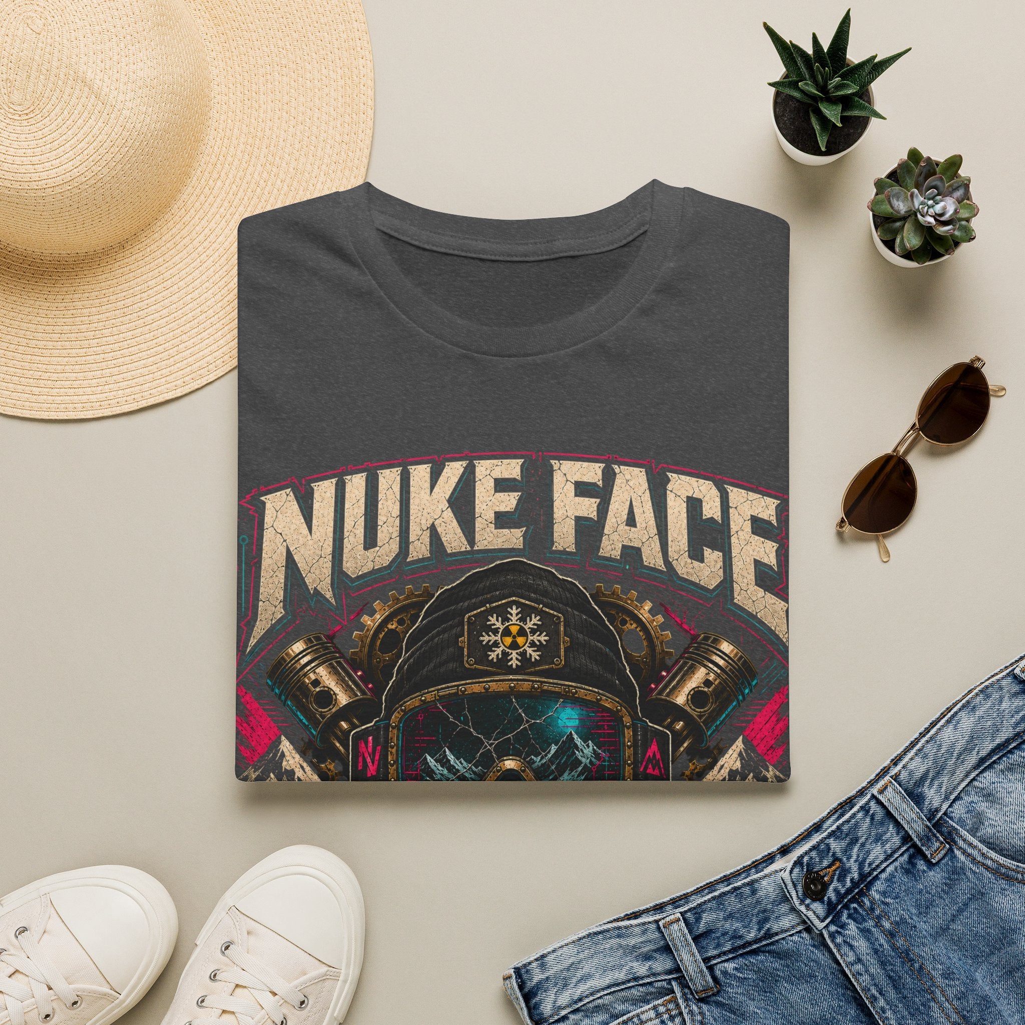 Nuke Face Graphic T-Shirt — Retro Gas Mask Skull Tee