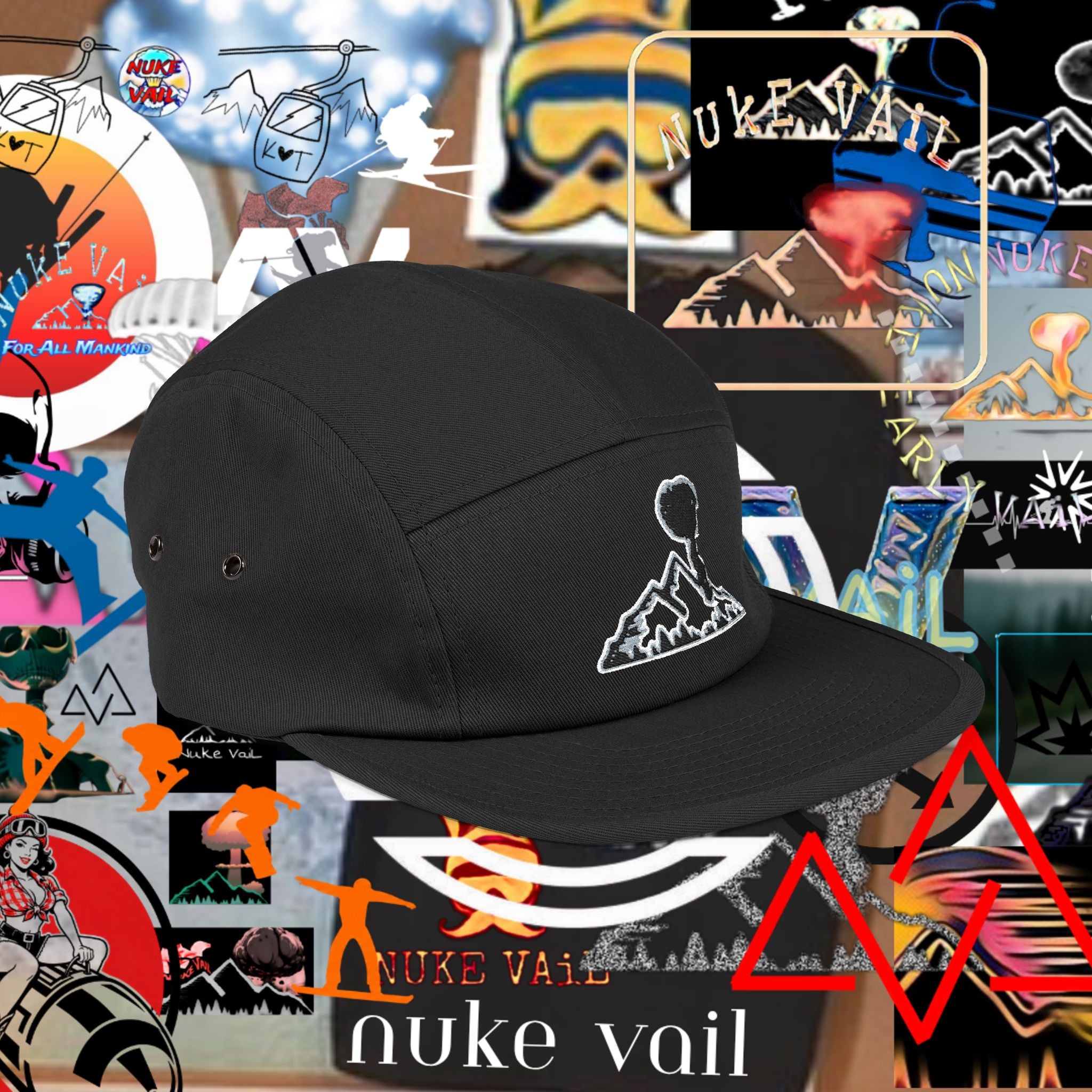 Embroidered Mountain NUKE VAIL 5 PANEL HAT