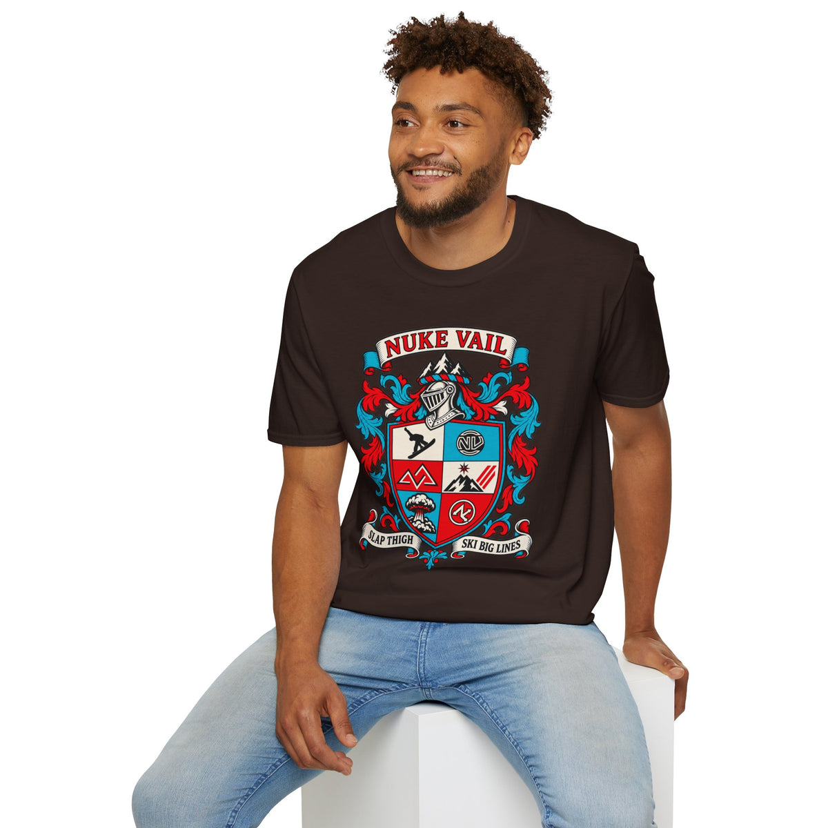Nuke Vail Crest T-Shirt — Ski & Snowboard Retro Coat of Arms Tee