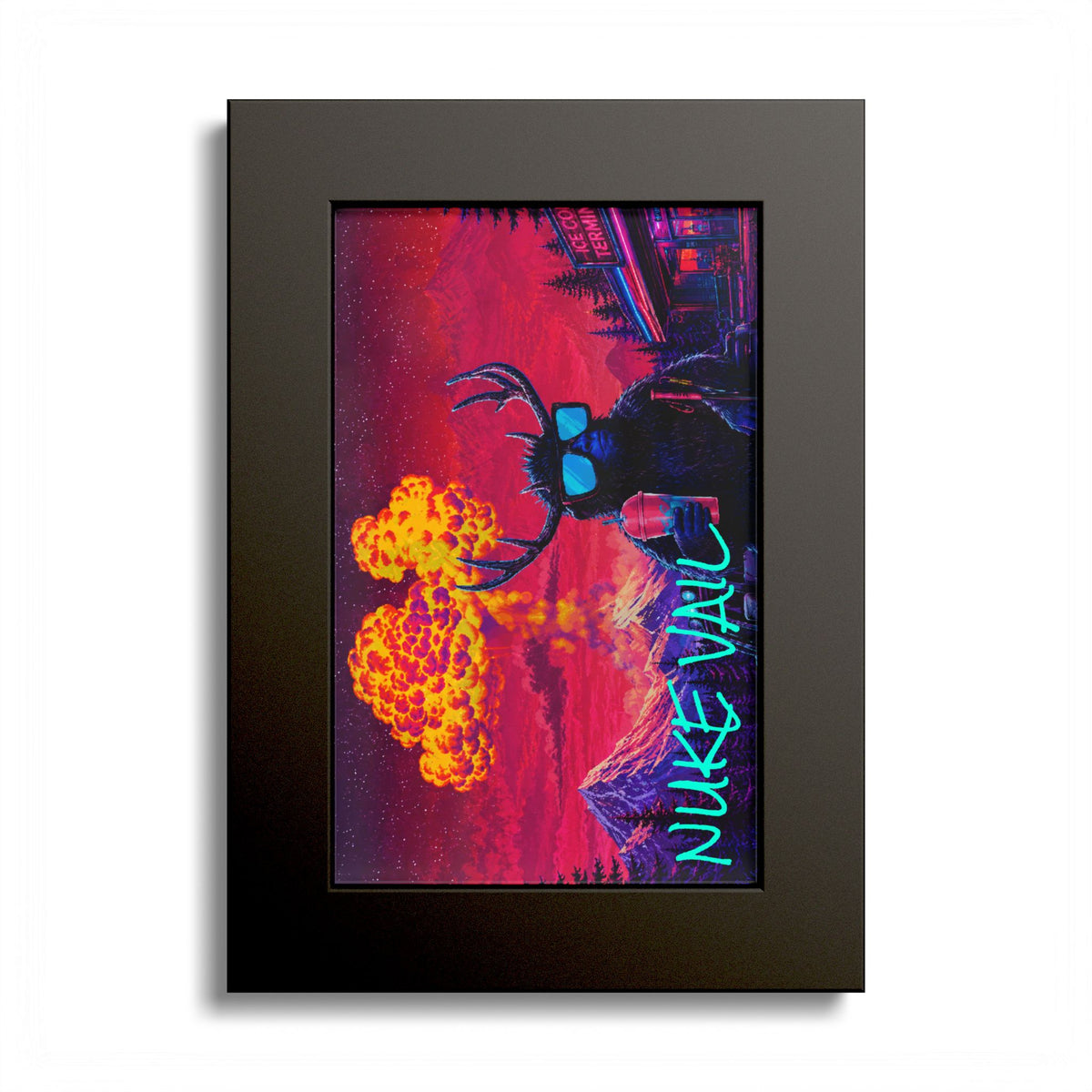 Retro Vaporwave Poster — 'Nuke Vault' Framed Art Print