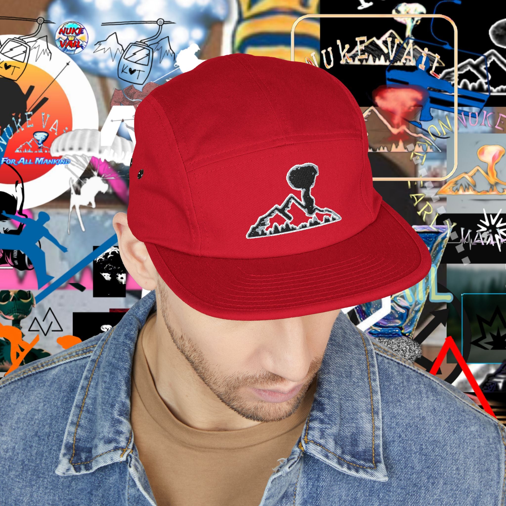 Embroidered Mountain NUKE VAIL 5 PANEL HAT