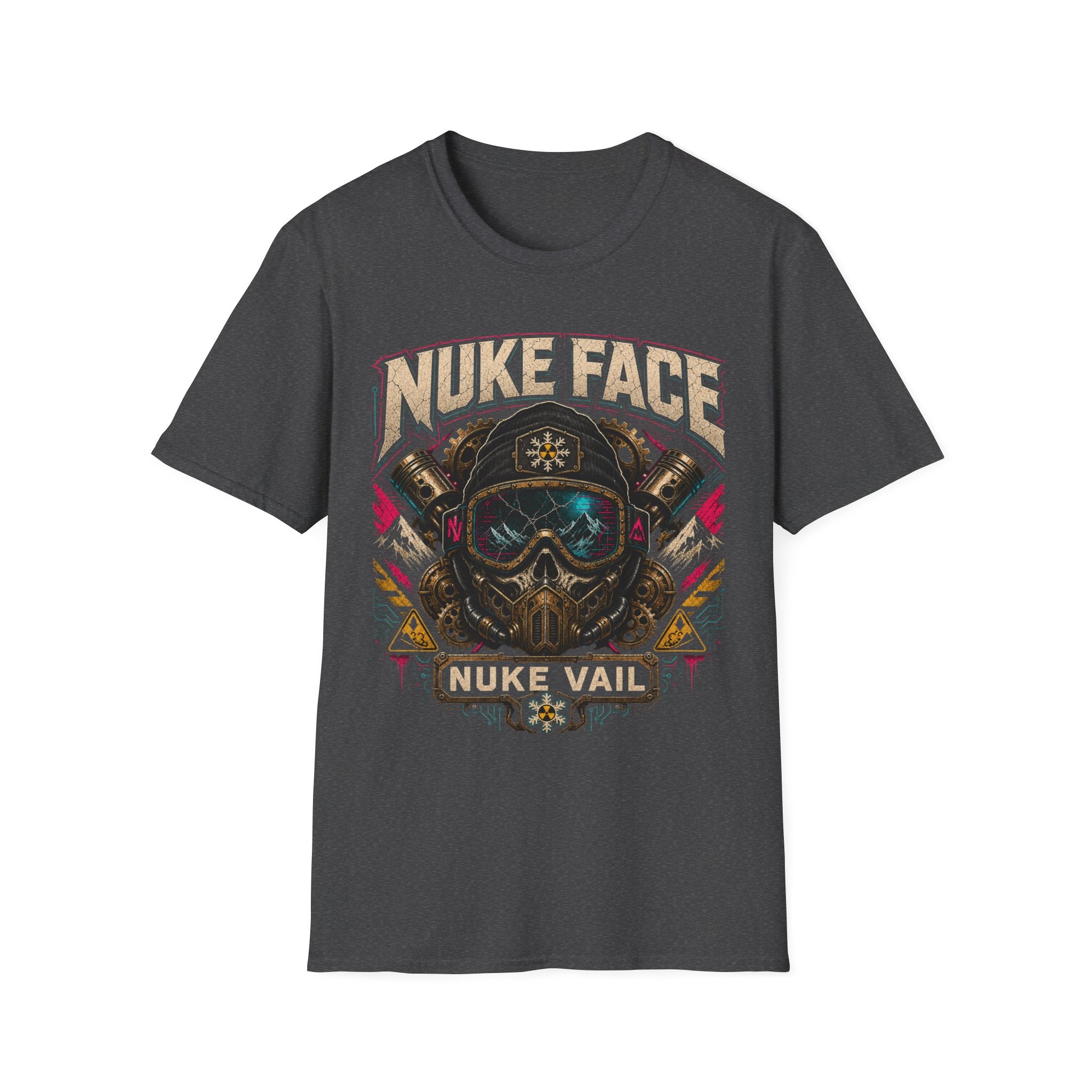 Nuke Face Graphic T-Shirt — Retro Gas Mask Skull Tee