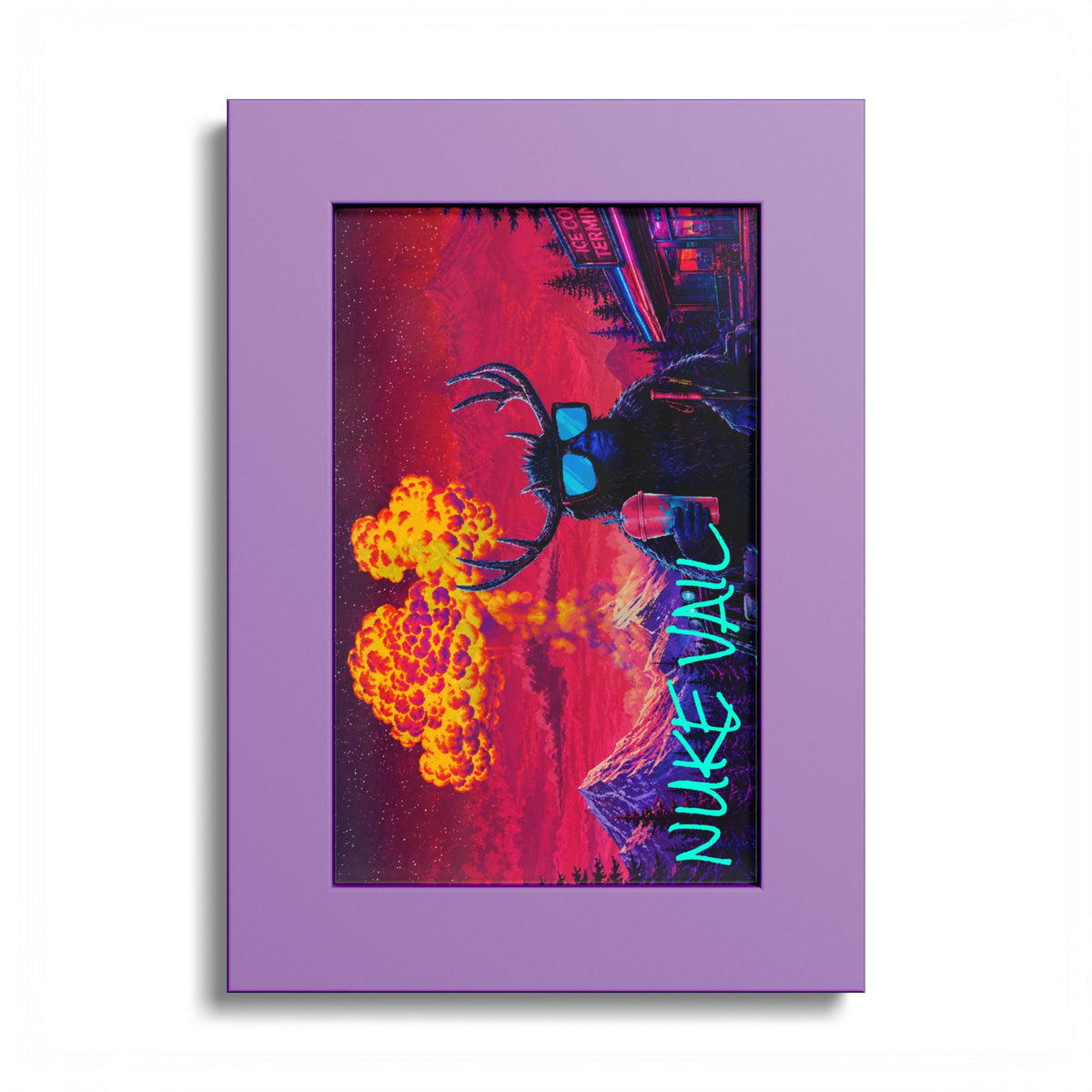 Retro Vaporwave Poster — 'Nuke Vault' Framed Art Print