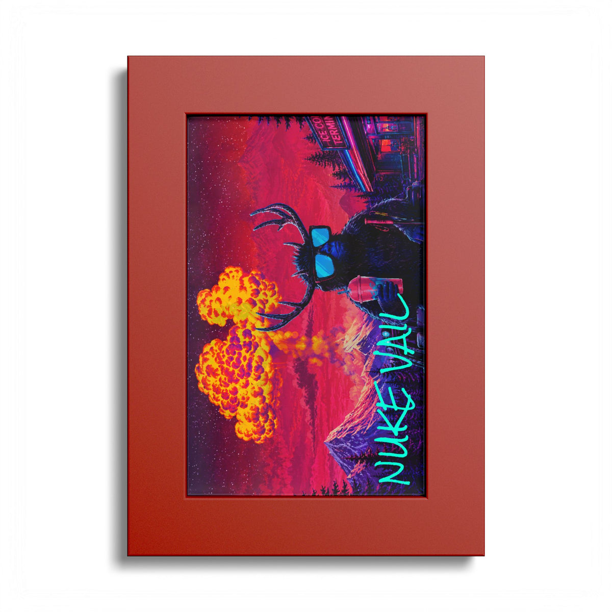 Retro Vaporwave Poster — 'Nuke Vault' Framed Art Print
