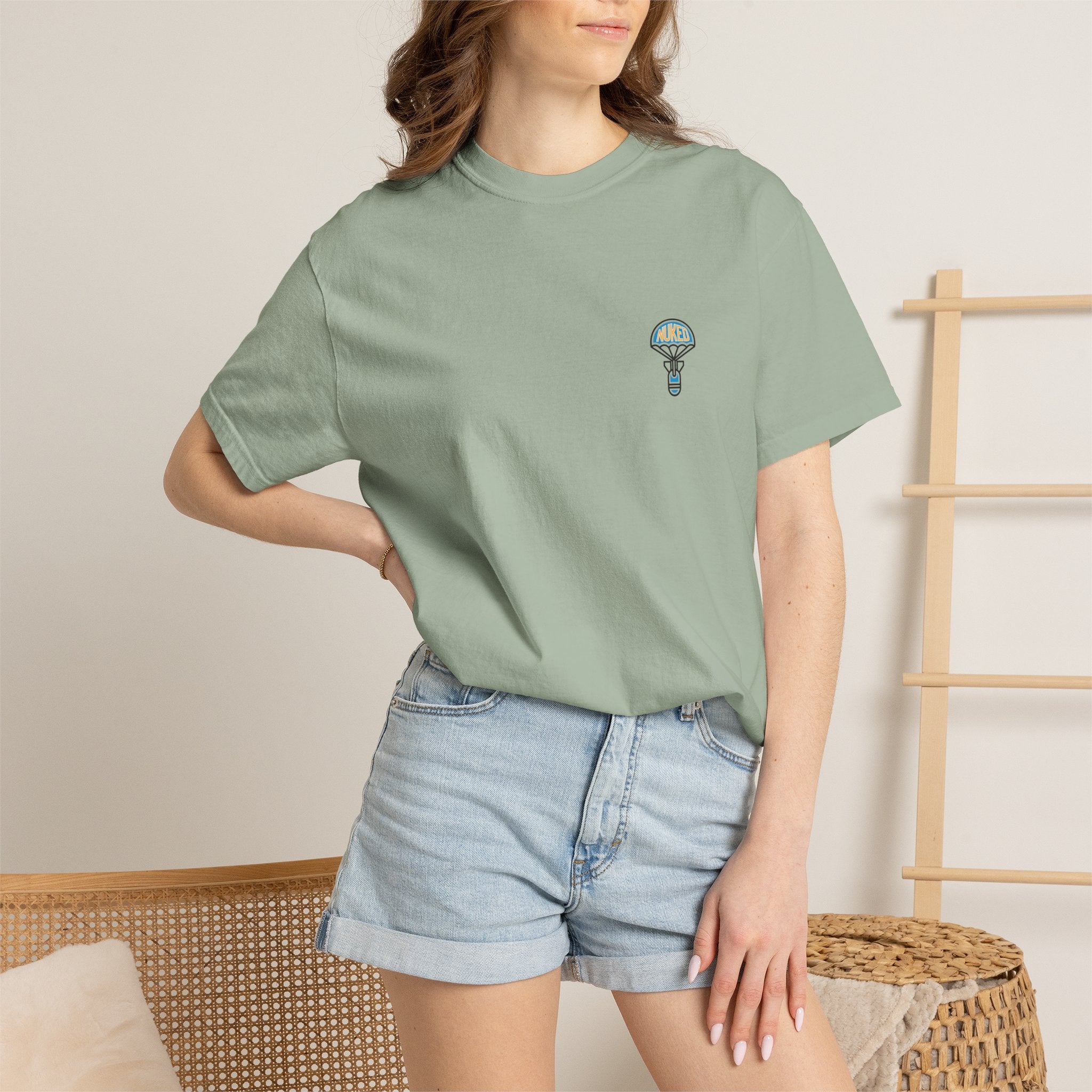 T-Shirt — Retro 'Nuke Vail' Graphic Tee with Mushroom Patch