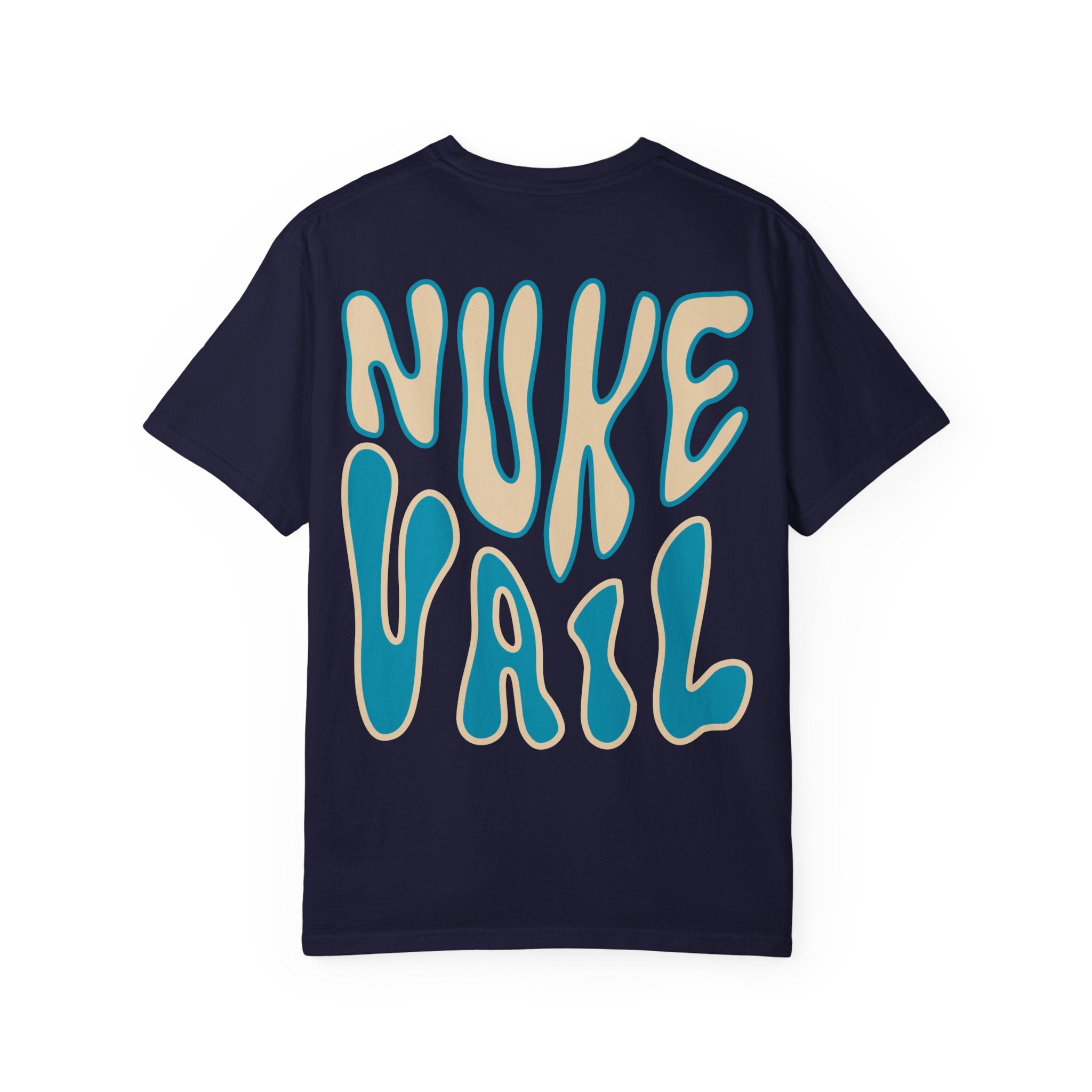T-Shirt — Retro 'Nuke Vail' Graphic Tee with Mushroom Patch