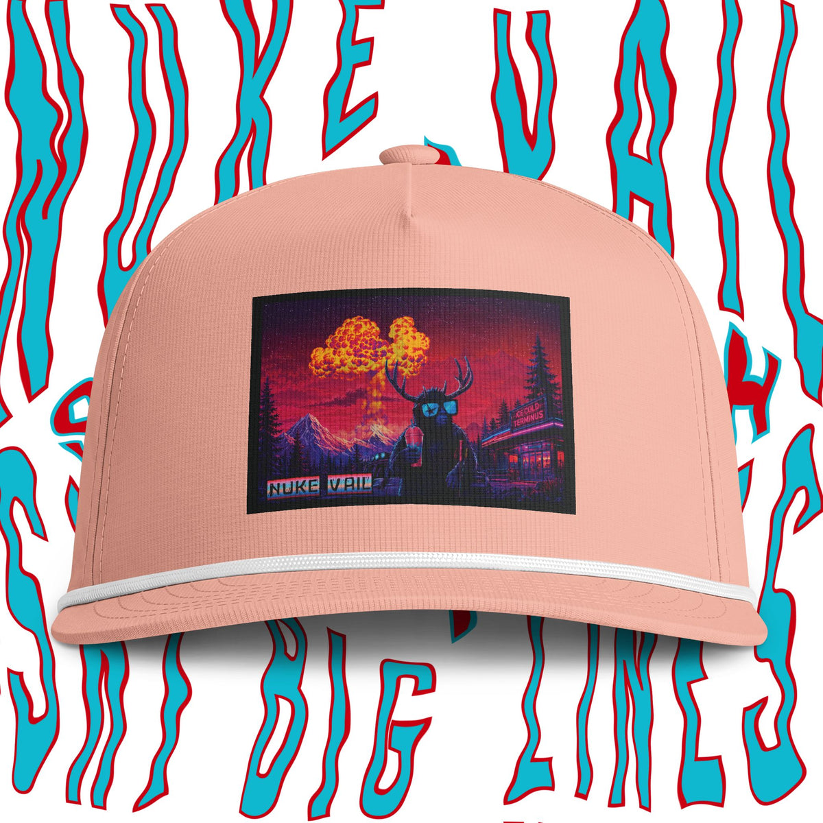 Nuke Vail Rope Cap - Retro Nuclear Sunset Trucker Hat