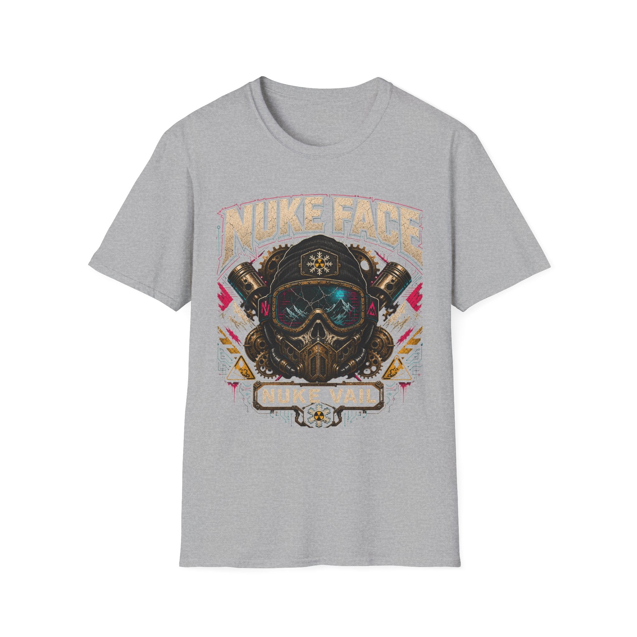 Nuke Face Graphic T-Shirt — Retro Gas Mask Skull Tee