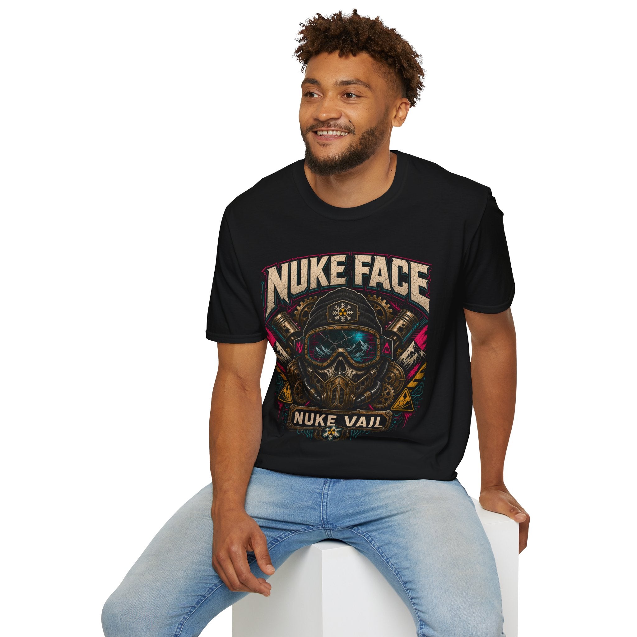 Nuke Face Graphic T-Shirt — Retro Gas Mask Skull Tee