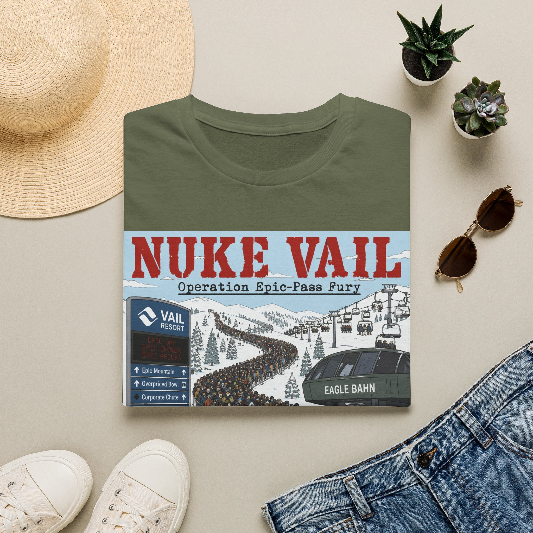 Nuke Vail Ski T-Shirt — 'Nuke Vail: Operation Epic-Fass Fury' Vintage Ski Resort Tee