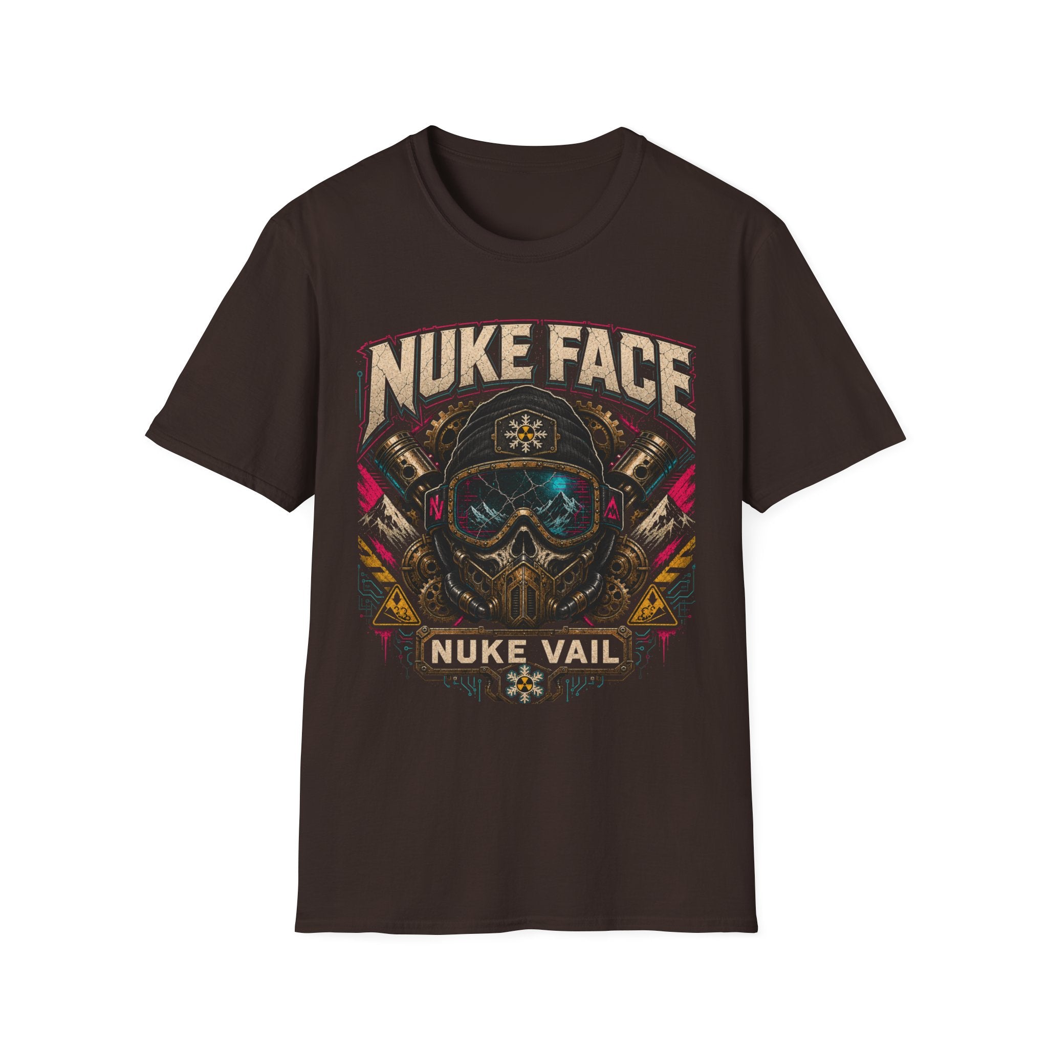 Nuke Face Graphic T-Shirt — Retro Gas Mask Skull Tee