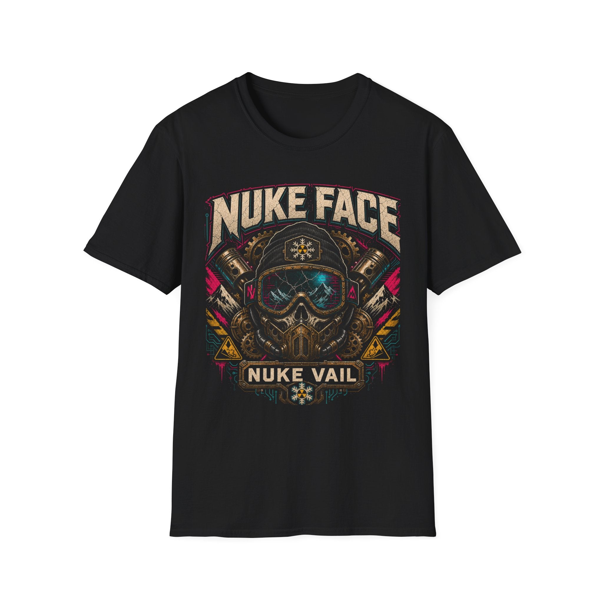 Nuke Face Graphic T-Shirt — Retro Gas Mask Skull Tee