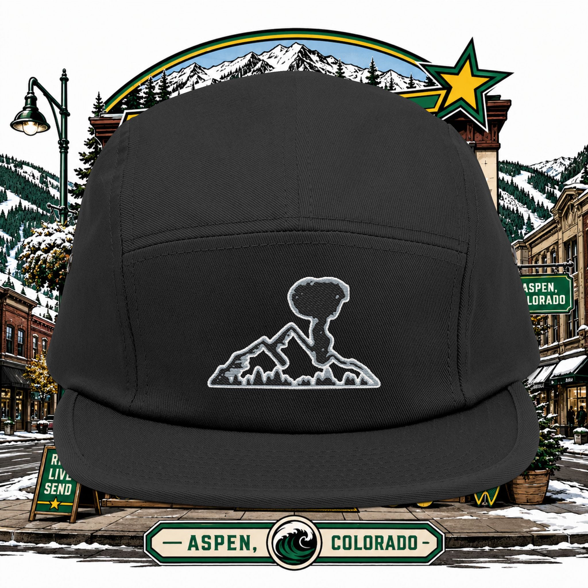 Embroidered Mountain NUKE VAIL 5 PANEL HAT