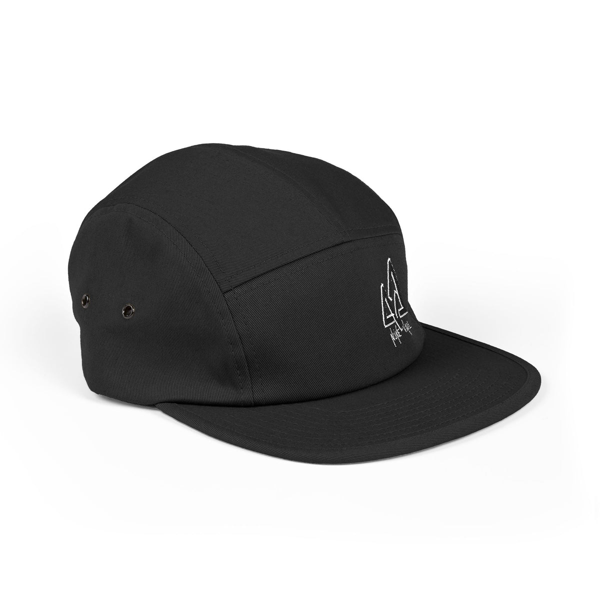 Embroidered Mountain Logo 5-Panel Cap — Beige Outdoor Hat