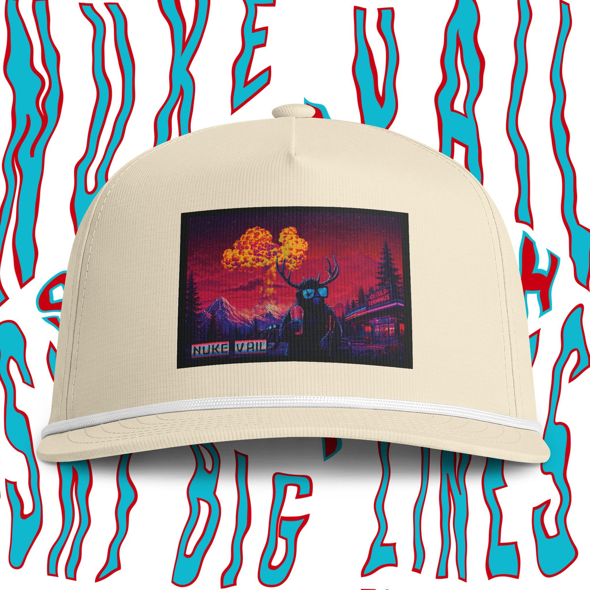 Nuke Vail Rope Cap - Retro Nuclear Sunset Trucker Hat