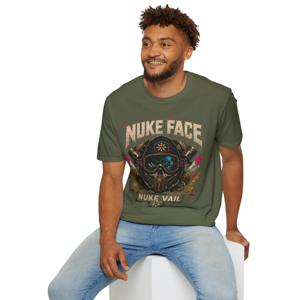 Nuke Face Graphic T-Shirt — Retro Gas Mask Skull Tee