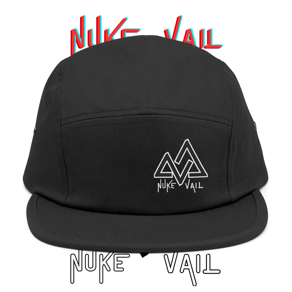 Embroidered Mountain Logo 5-Panel Cap — Beige Outdoor Hat
