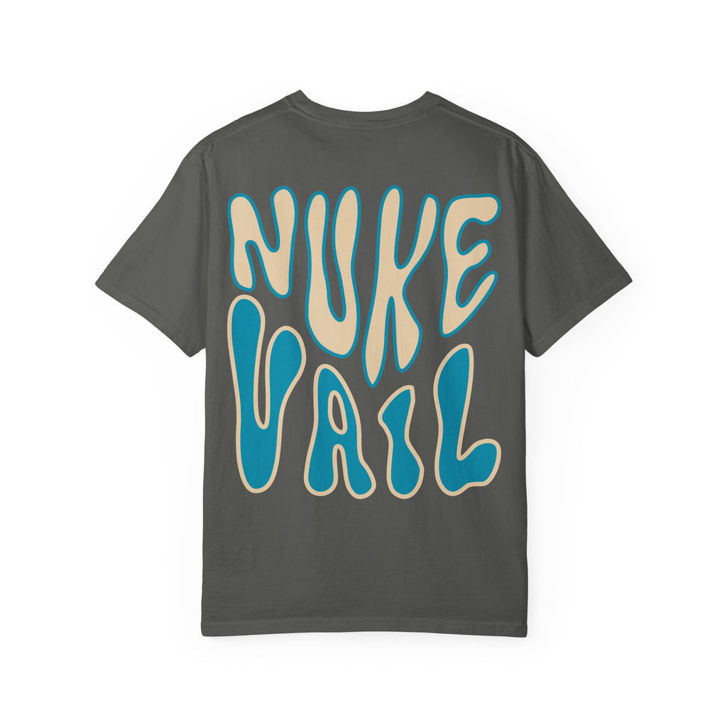 T-Shirt — Retro 'Nuke Vail' Graphic Tee with Mushroom Patch
