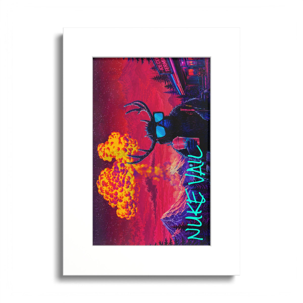 Retro Vaporwave Poster — 'Nuke Vault' Framed Art Print