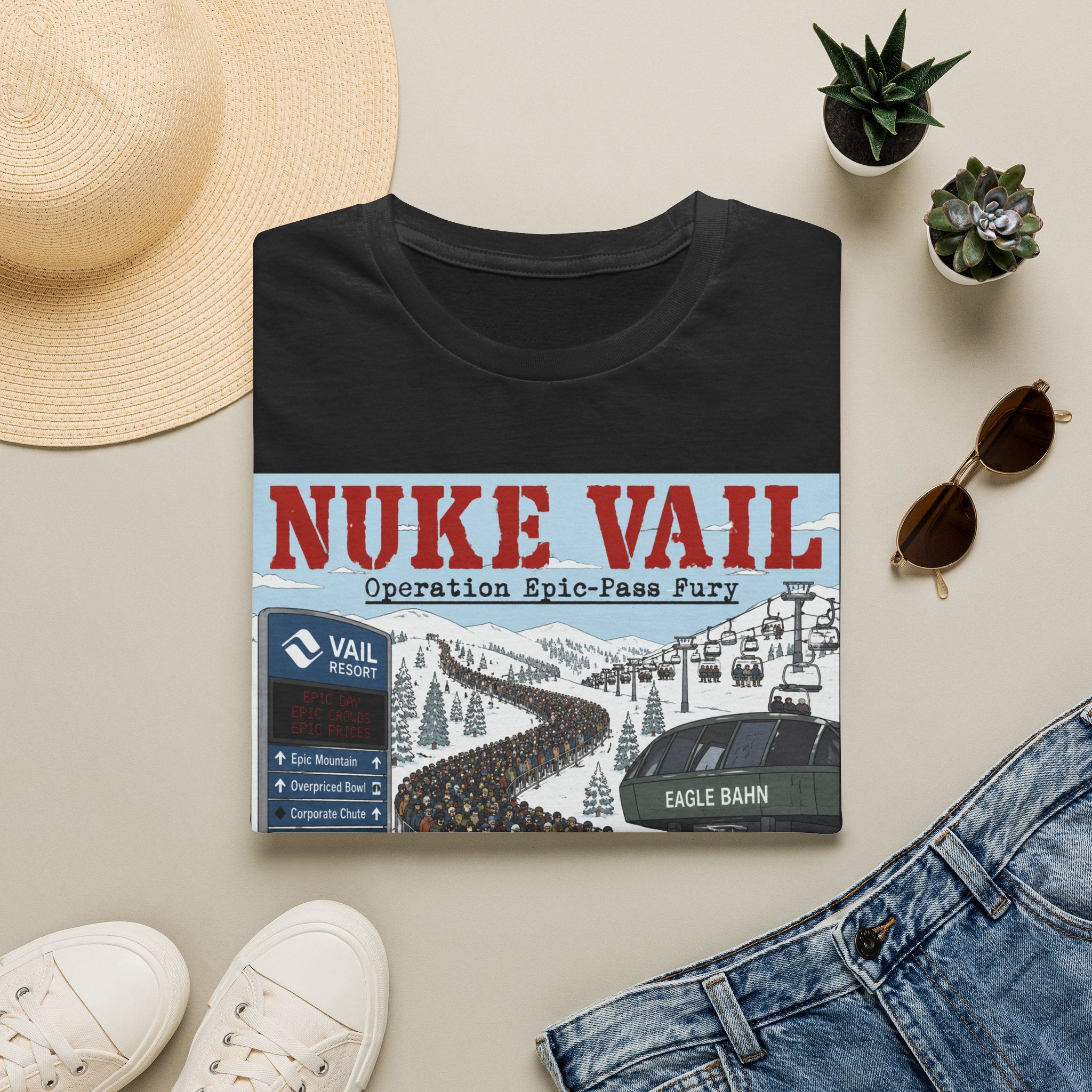 Nuke Vail Ski T-Shirt — 'Nuke Vail: Operation Epic-Fass Fury' Vintage Ski Resort Tee