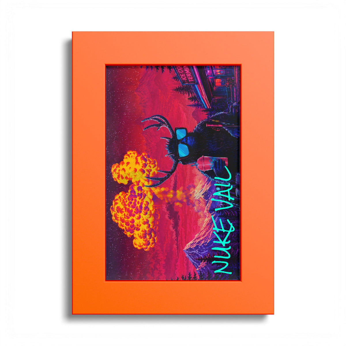 Retro Vaporwave Poster — 'Nuke Vault' Framed Art Print